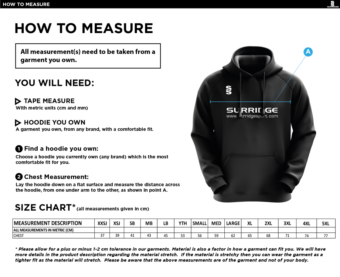 Standard CC - Fuse Hoody - Size Guide