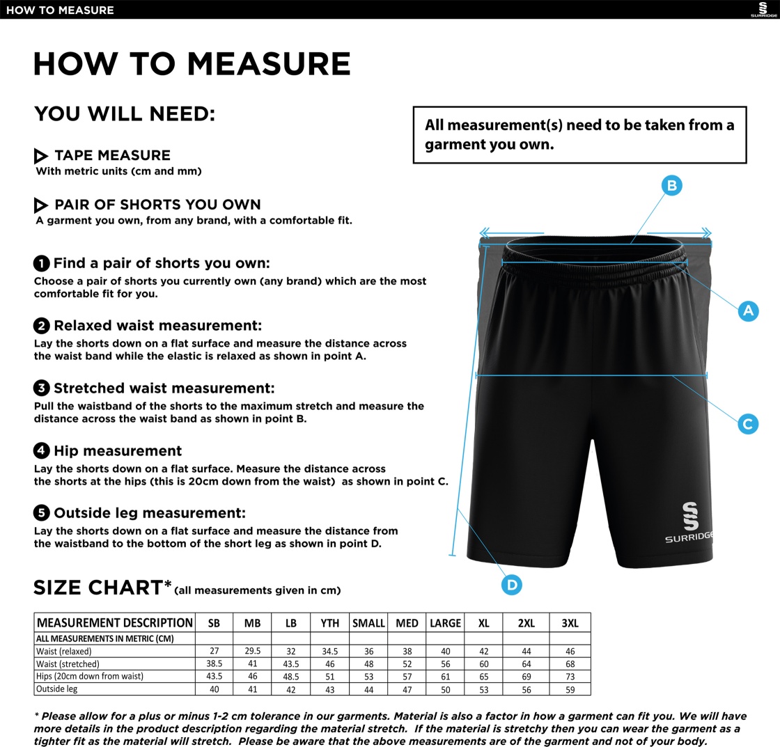 Standard CC - Shorts - Size Guide